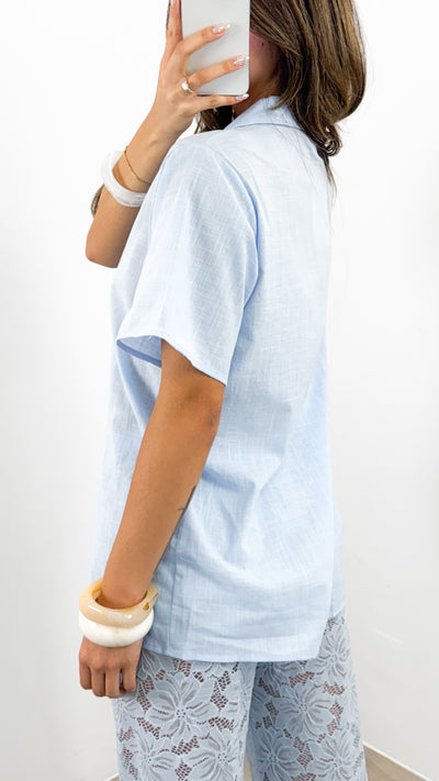 NADINE SHIRT & PANT SET - BABY BLUE