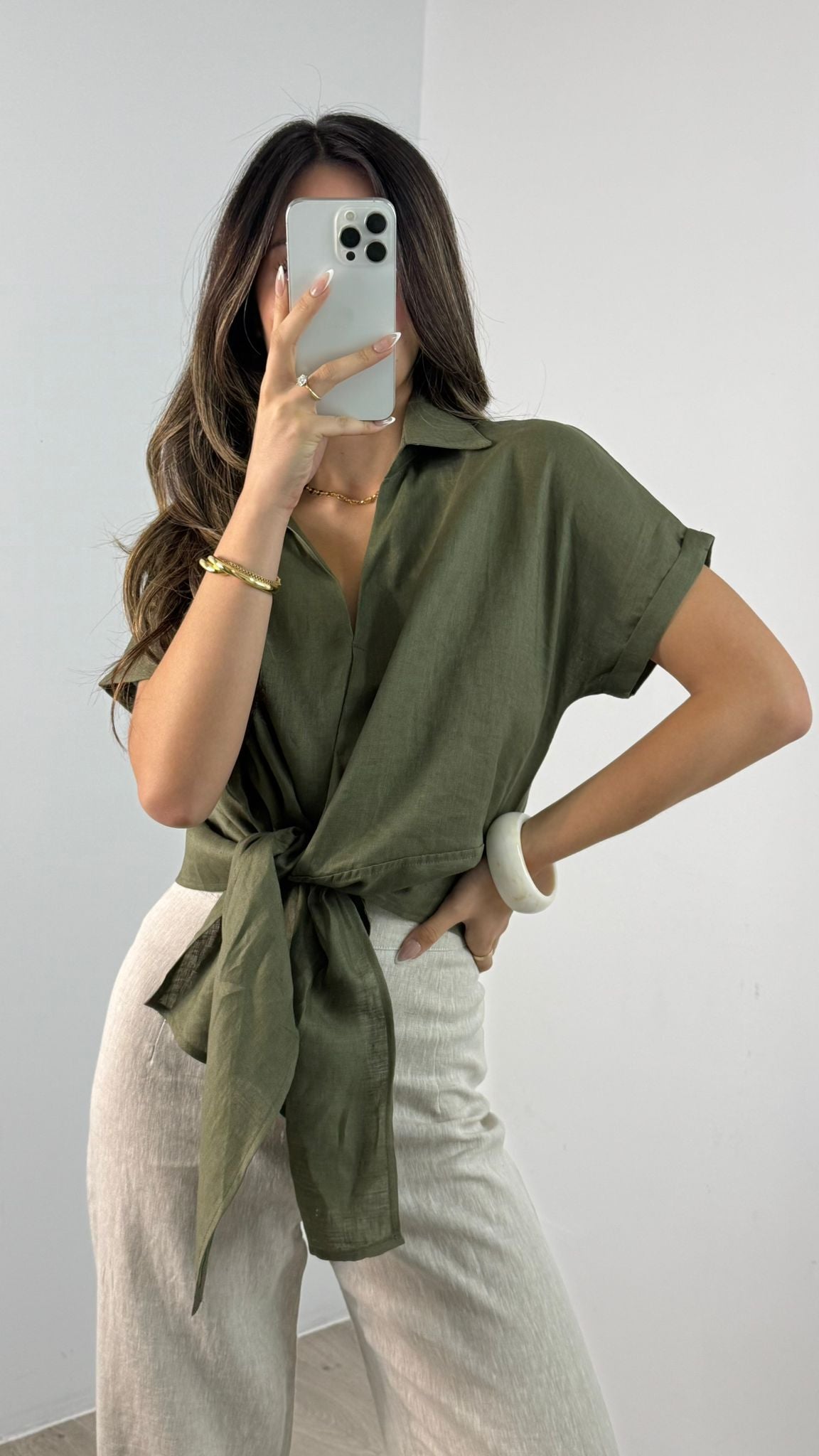 COMO LINEN SHIRT - KHAKI