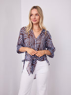 SHANI SHIRT - BLUE/CHOCOLATE