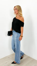 BETHENNY KNIT TOP - BLACK