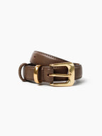GRETA THIN GENUINE LEATHER BELT - TAUPE