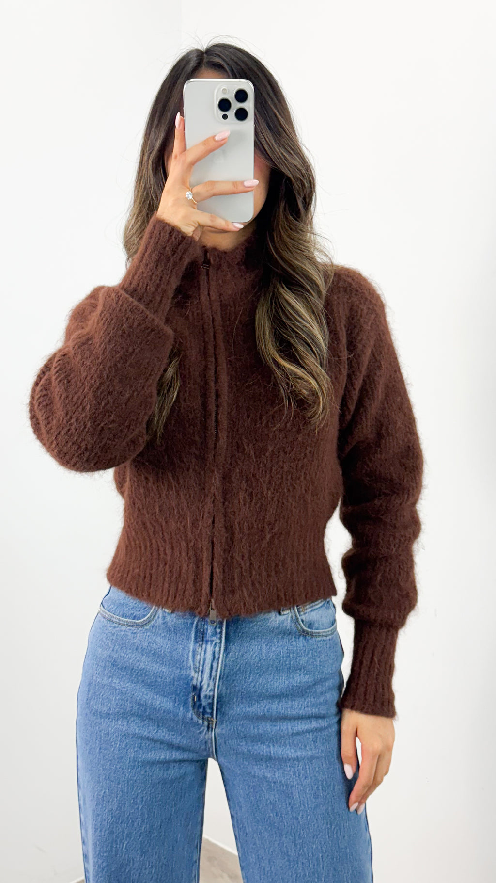 NOAH ZIP KNIT - CHOCOLATE