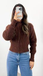 NOAH ZIP KNIT - CHOCOLATE