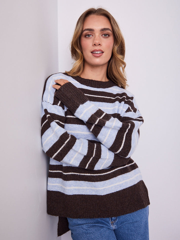 CHARLES KNIT - BLUE/CHOCOLATE