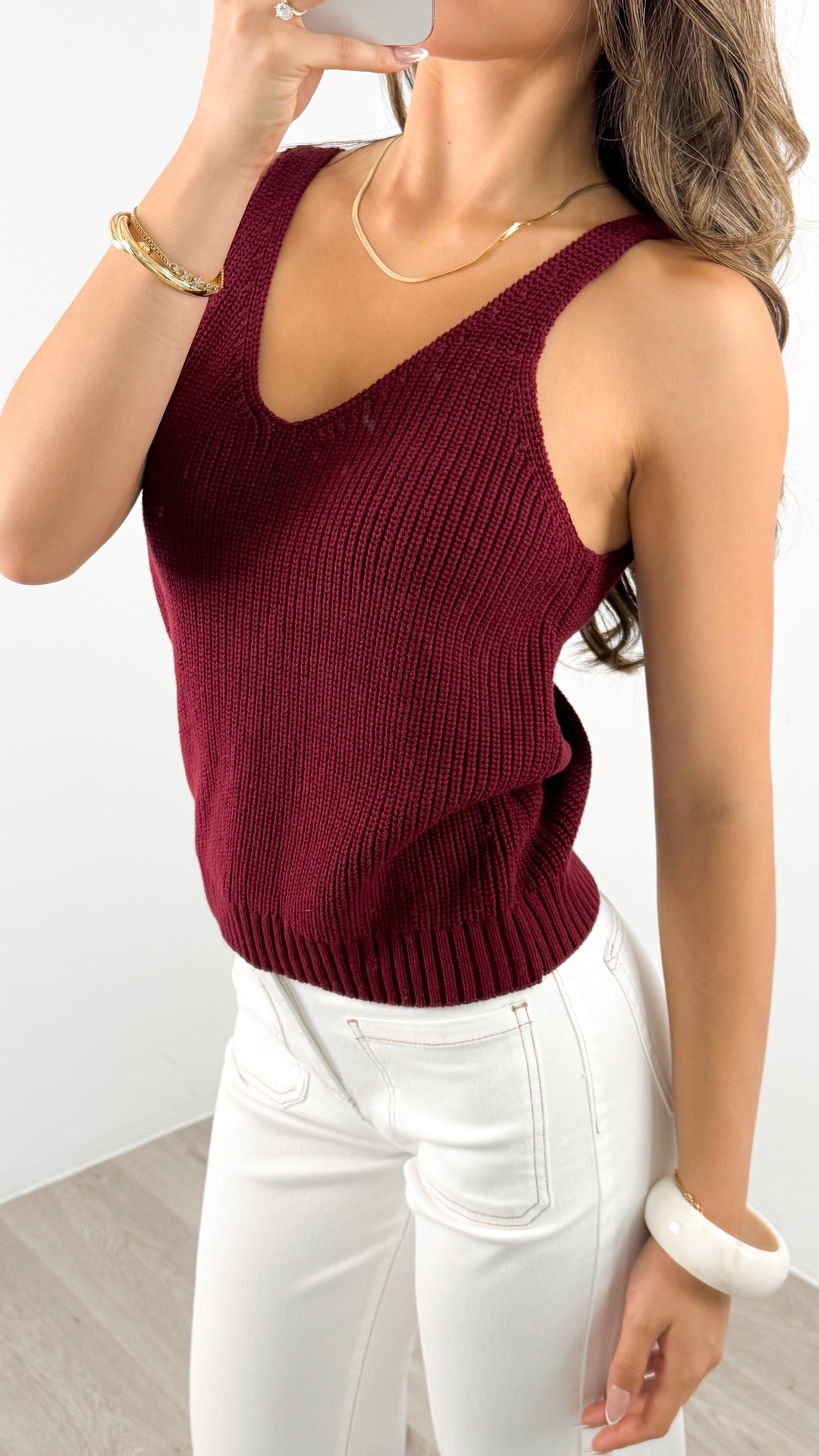 ANNIKA KNIT TANK TOP - WINE
