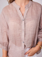 MARTA LINEN SHIRT - BISCUIT