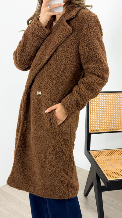 MARCO TEDDY COAT - CHOCOLATE