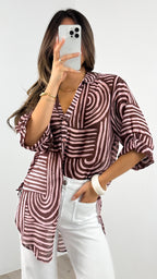 SHANI SHIRT - PINK/CHOCOLATE