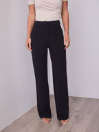 DALTON STRETCH JERSEY HIGH WAISTED STRAIGHT LEG PANT - BLACK