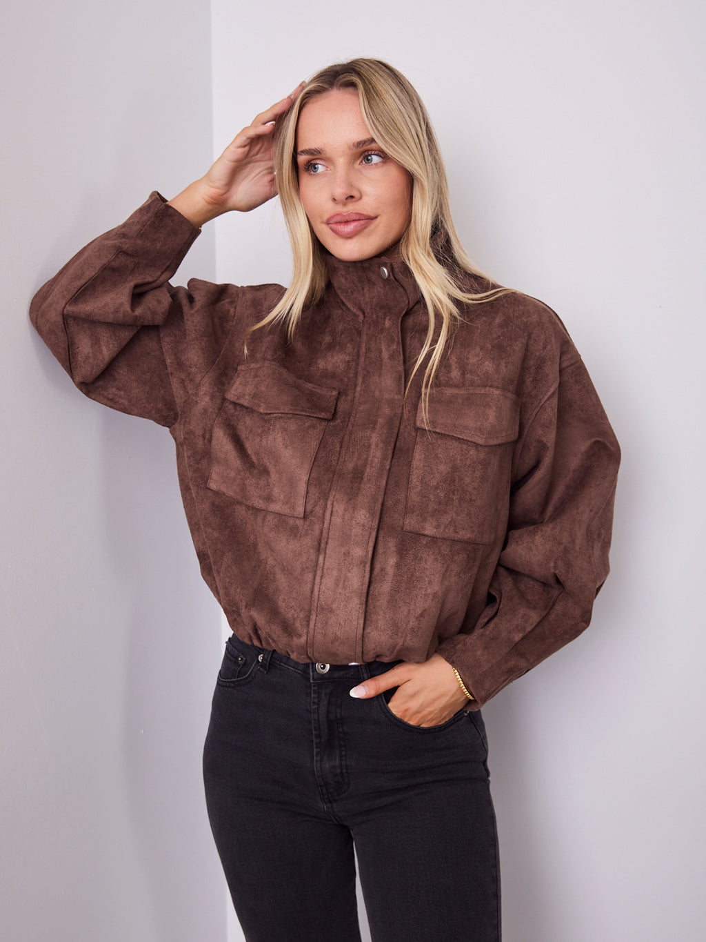 TULLY BOMBER JACKET - CHOCOLATE