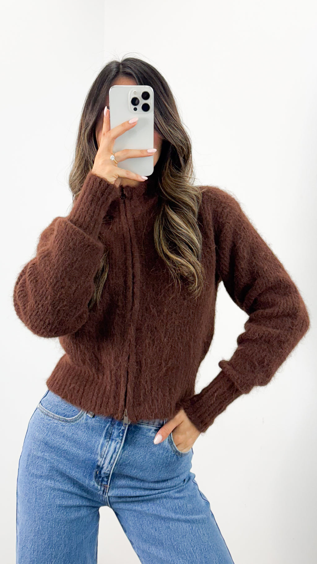 NOAH ZIP KNIT - CHOCOLATE