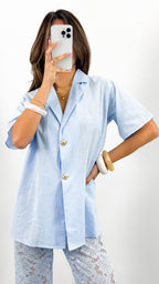 NADINE SHIRT & PANT SET - BABY BLUE
