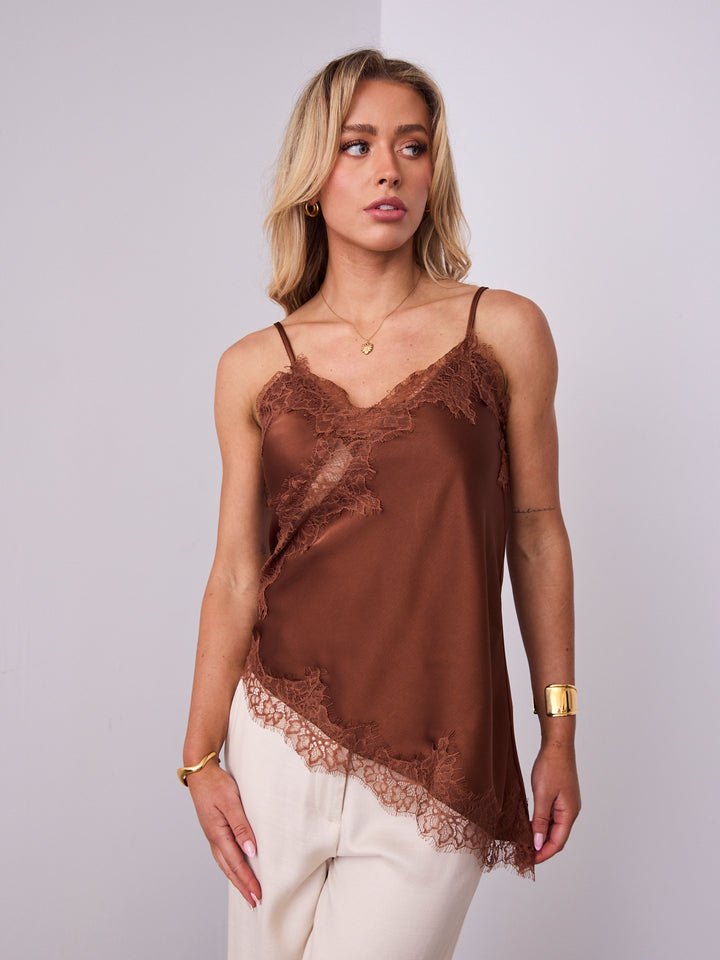 STELLA LACE CAMI - CHOCOLATE