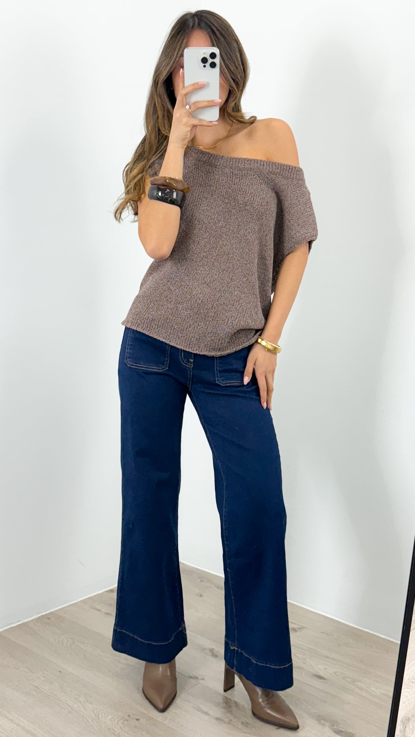 BETHENNY KNIT TOP - CHOCOLATE