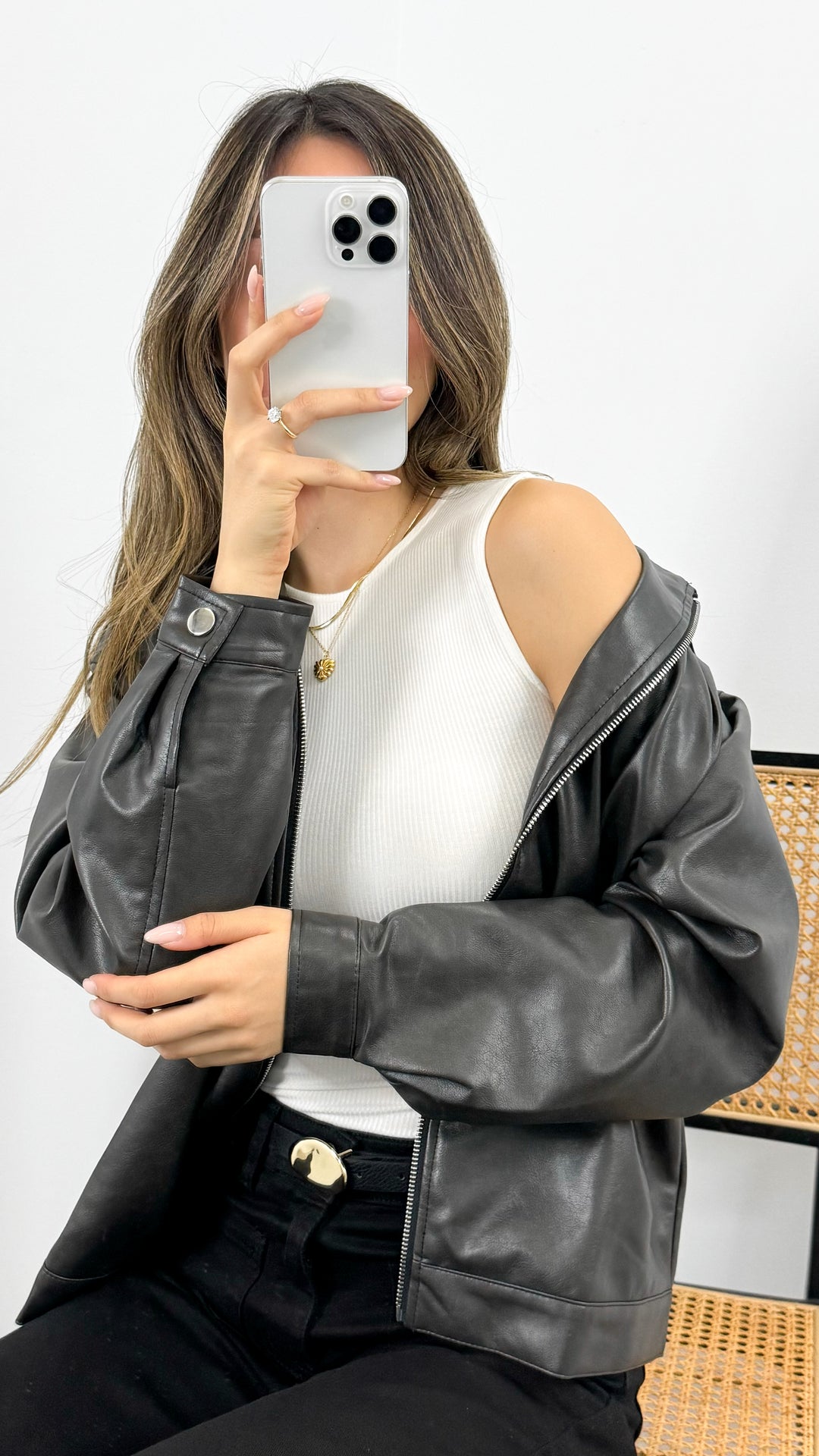 MARVIN PU JACKET - DARK CHOCOLATE / WASHED BLACK