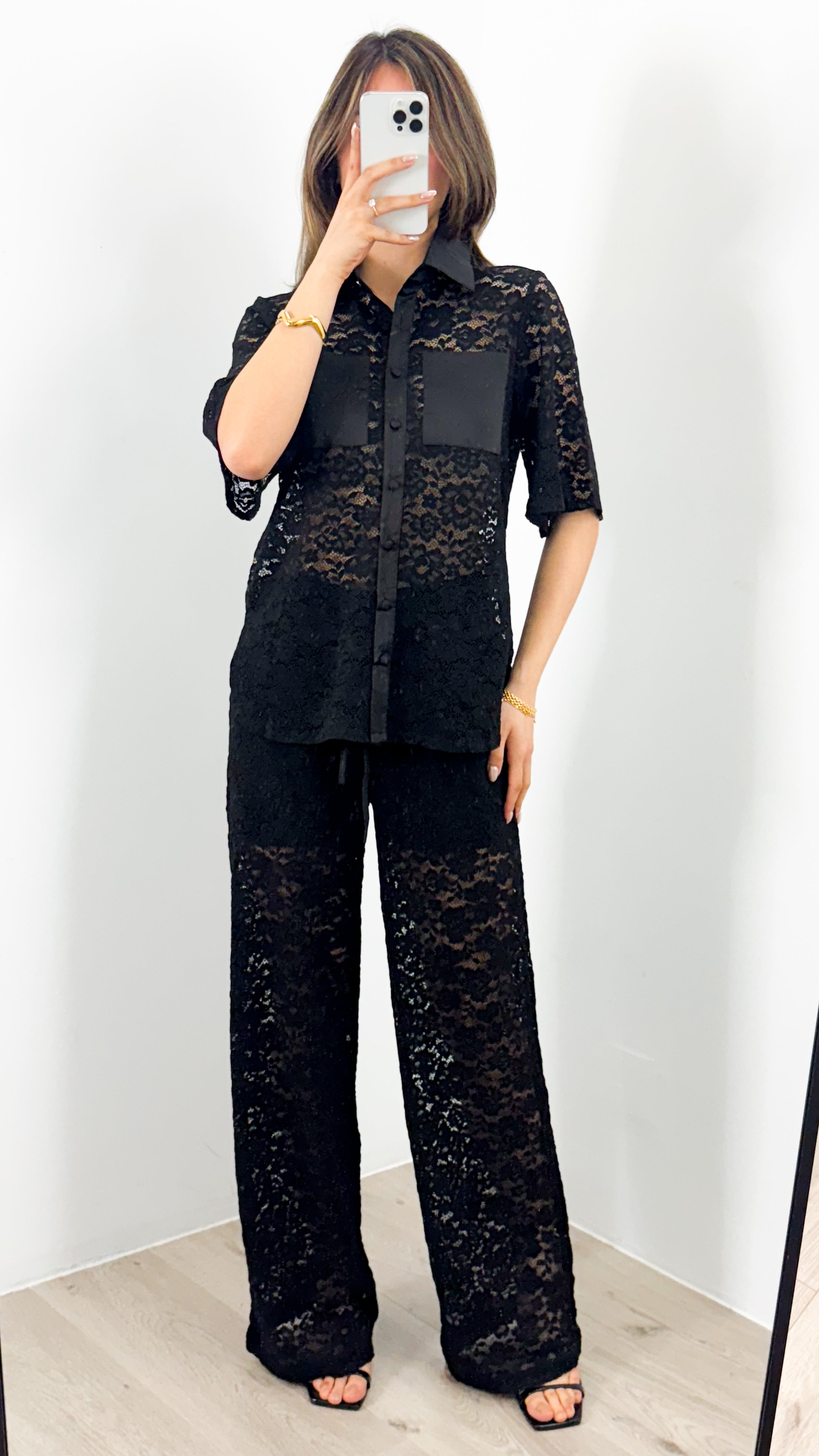 AZURA LACE SHIRT - BLACK