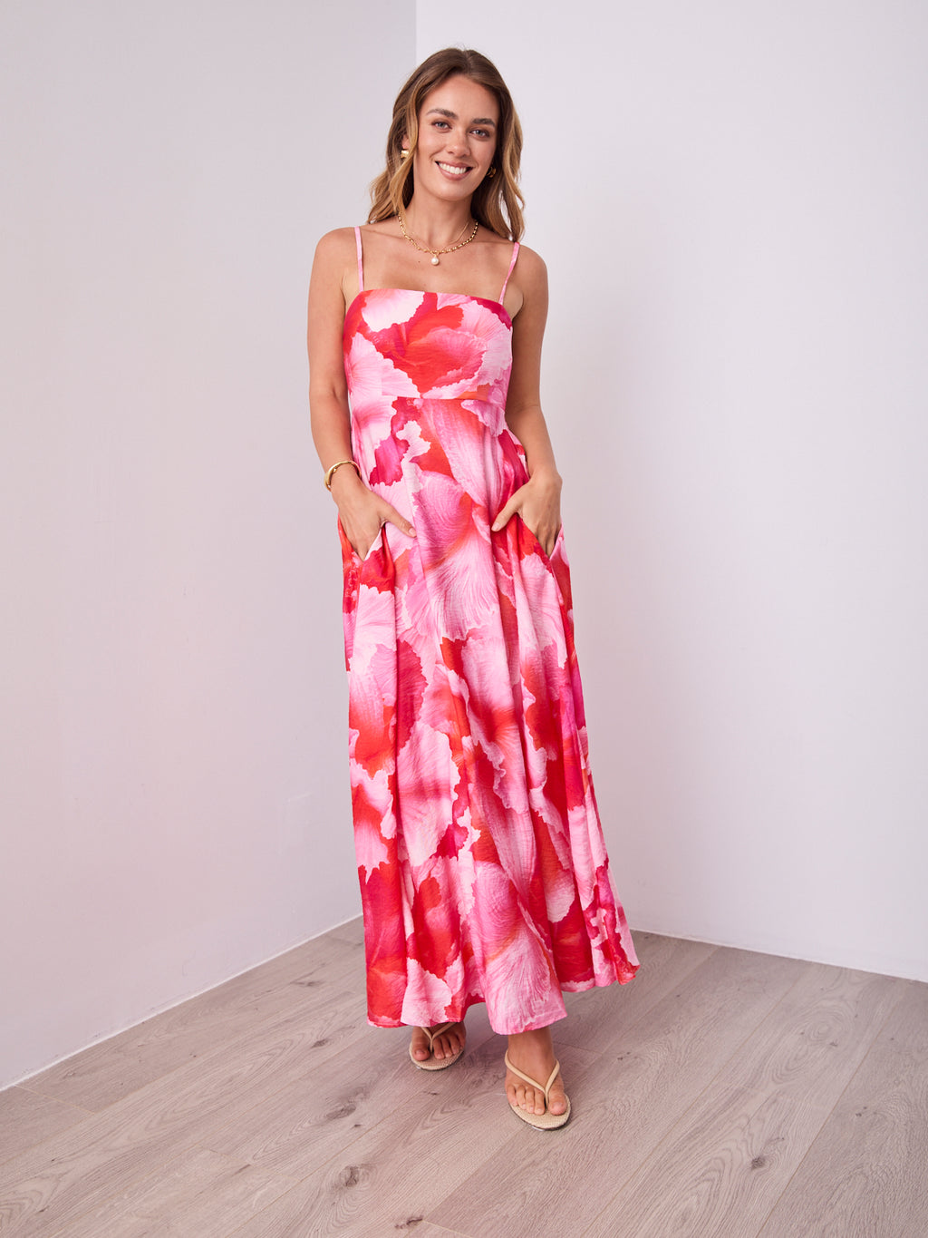 ROSE MAXI DRESS - PINK/RED