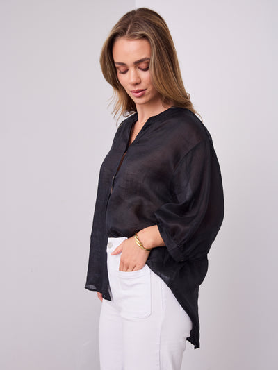 CATHY LINEN SHIRT - BLACK