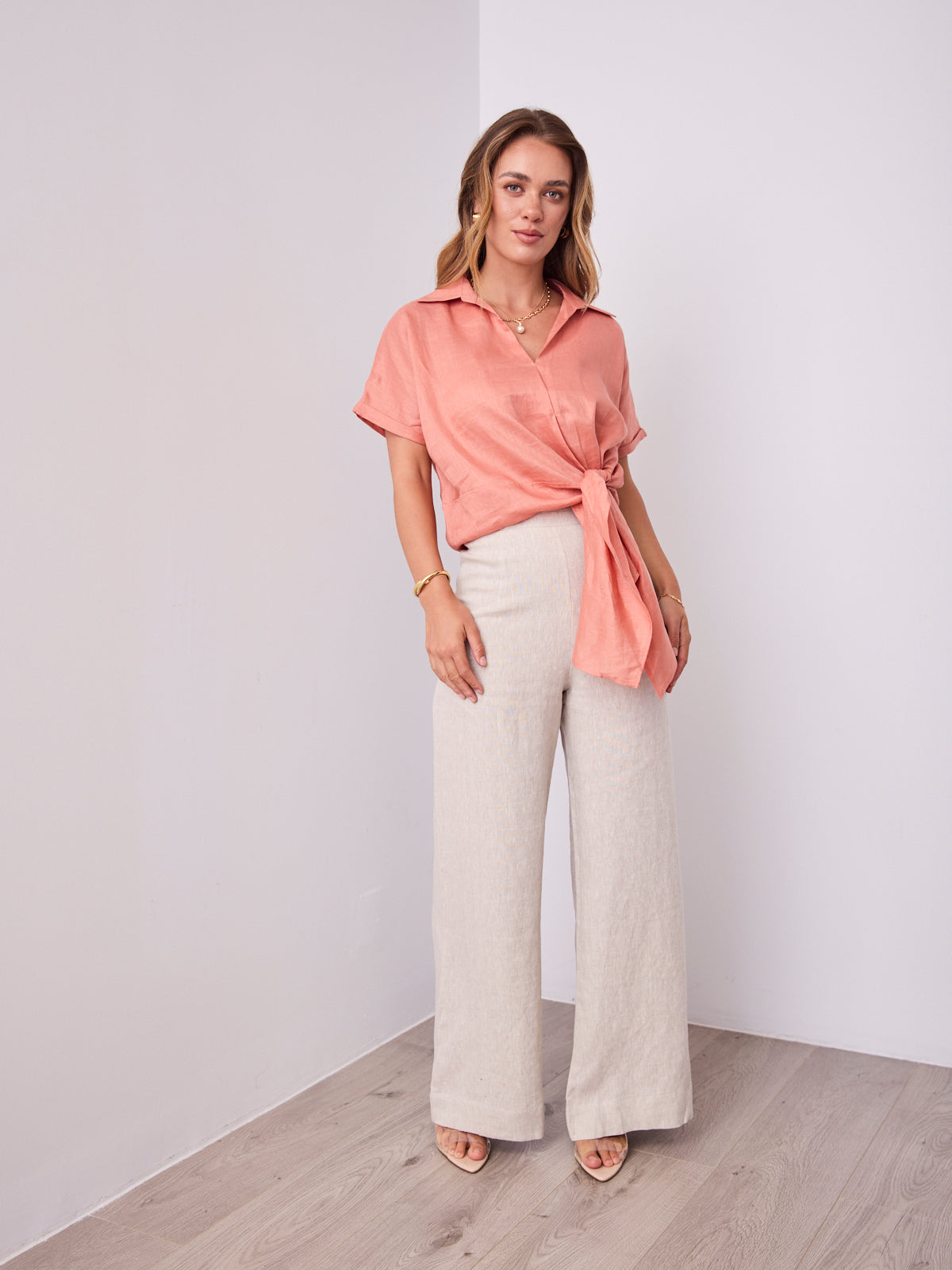 COMO LINEN SHIRT - BRICK