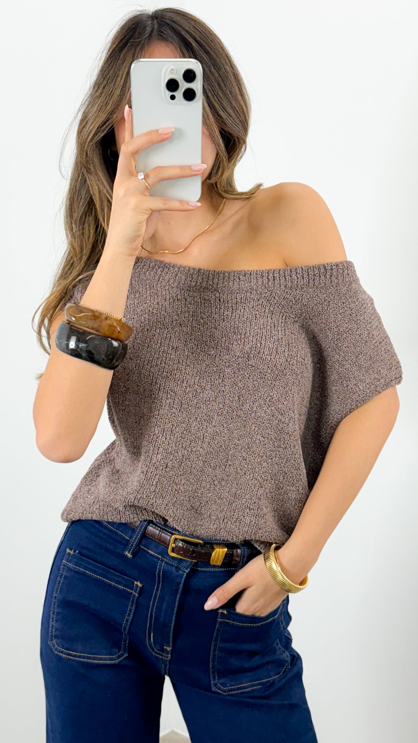 BETHENNY KNIT TOP - CHOCOLATE