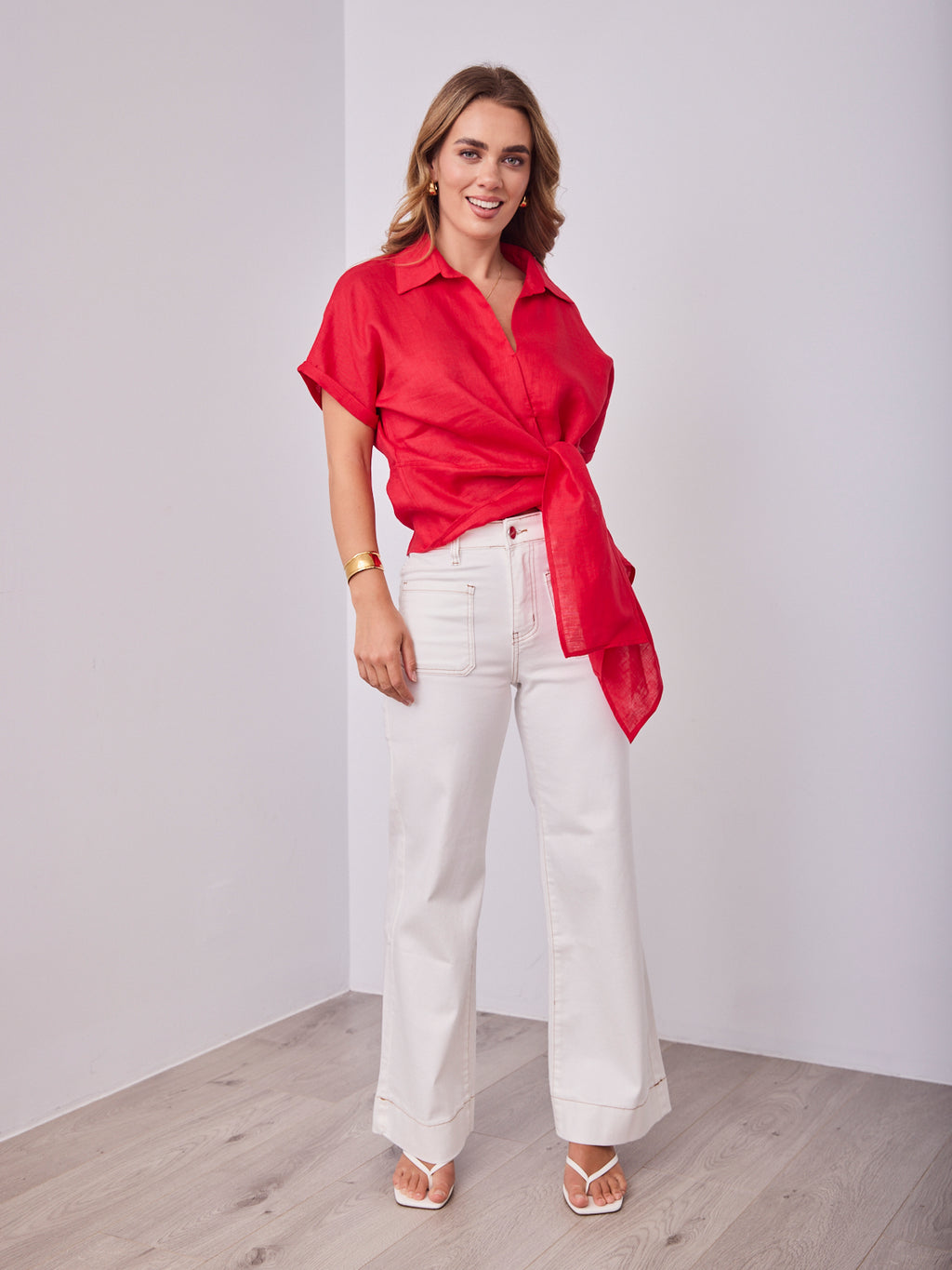 COMO LINEN SHIRT - RED