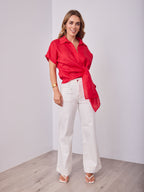 COMO LINEN SHIRT - RED