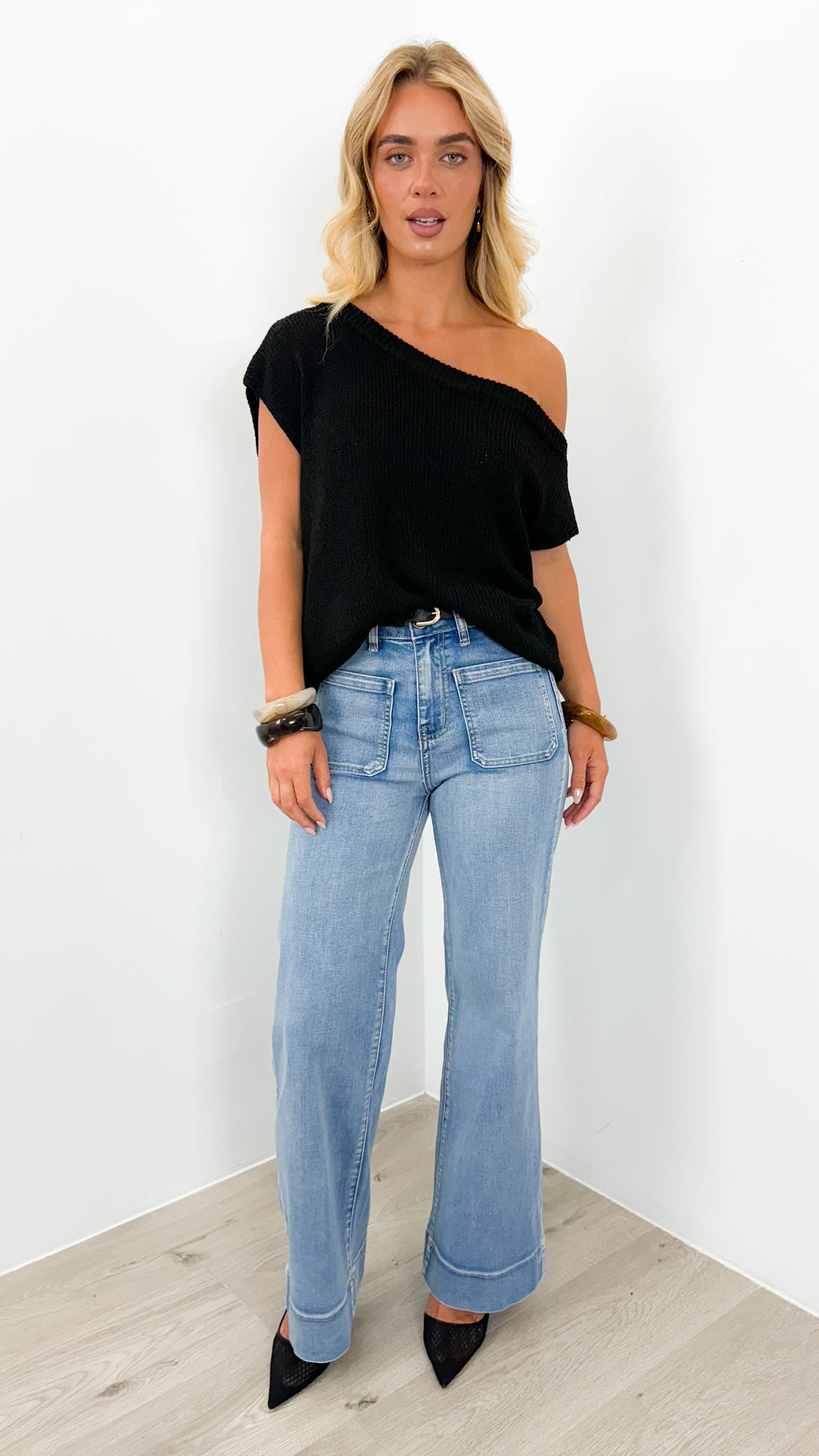 BETHENNY KNIT TOP - BLACK