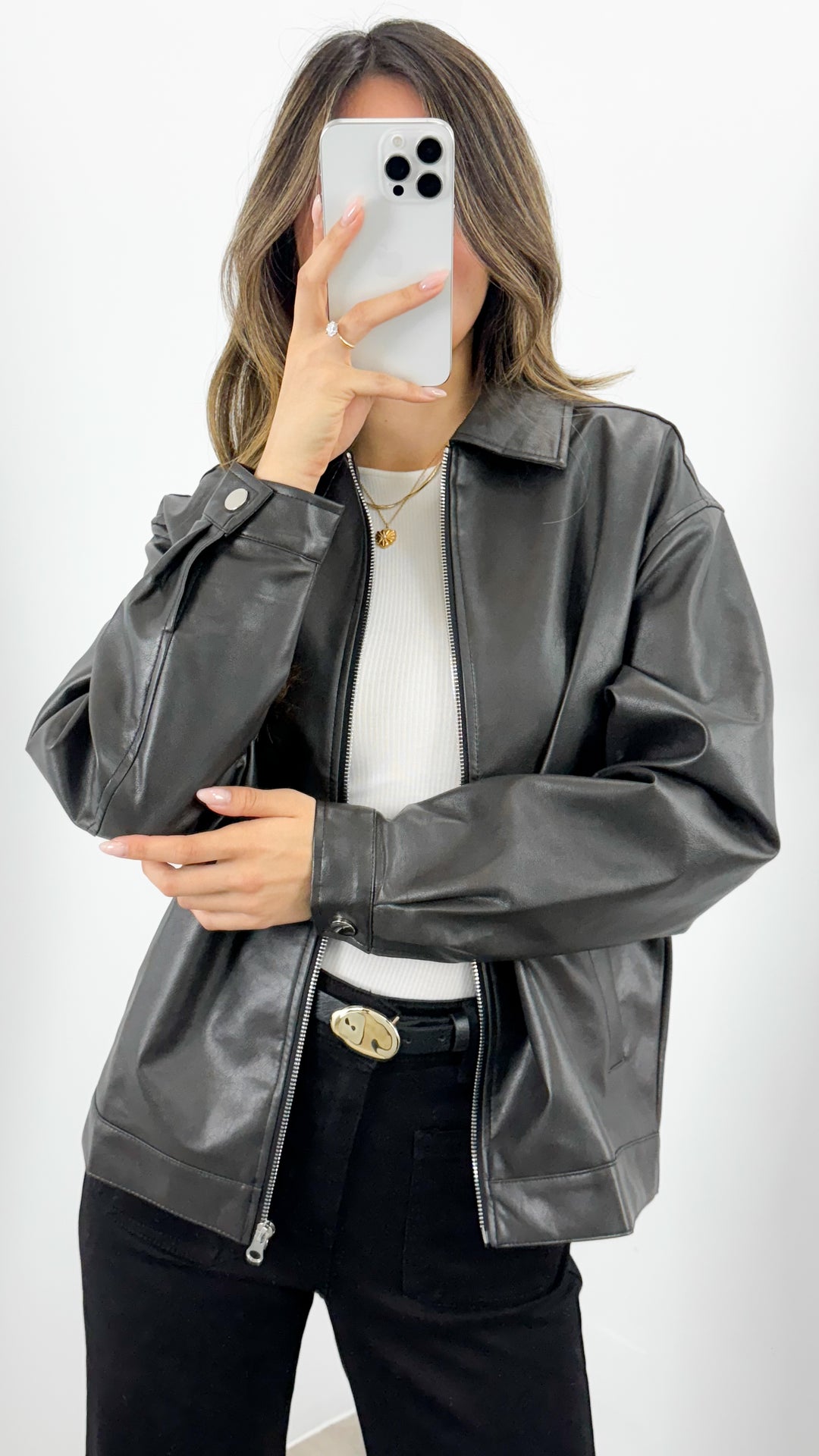 MARVIN PU JACKET - DARK CHOCOLATE / WASHED BLACK