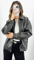MARVIN PU JACKET - DARK CHOCOLATE / WASHED BLACK