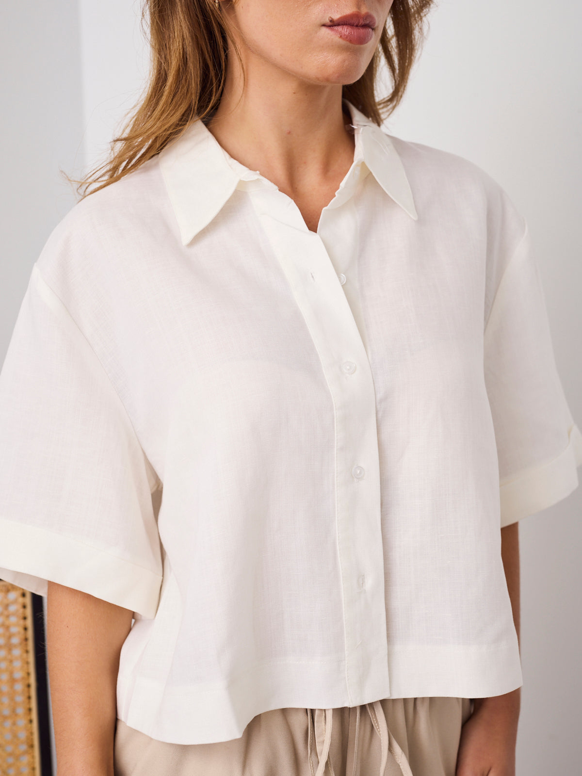 RODELL LINEN SHIRT - CREAM