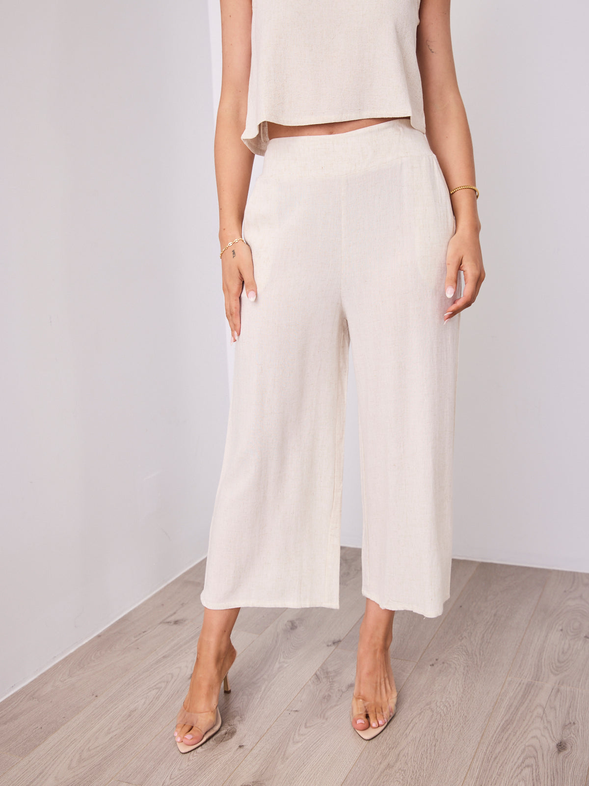 MEMPHIS 7/8 LINEN PANTS - BEIGE