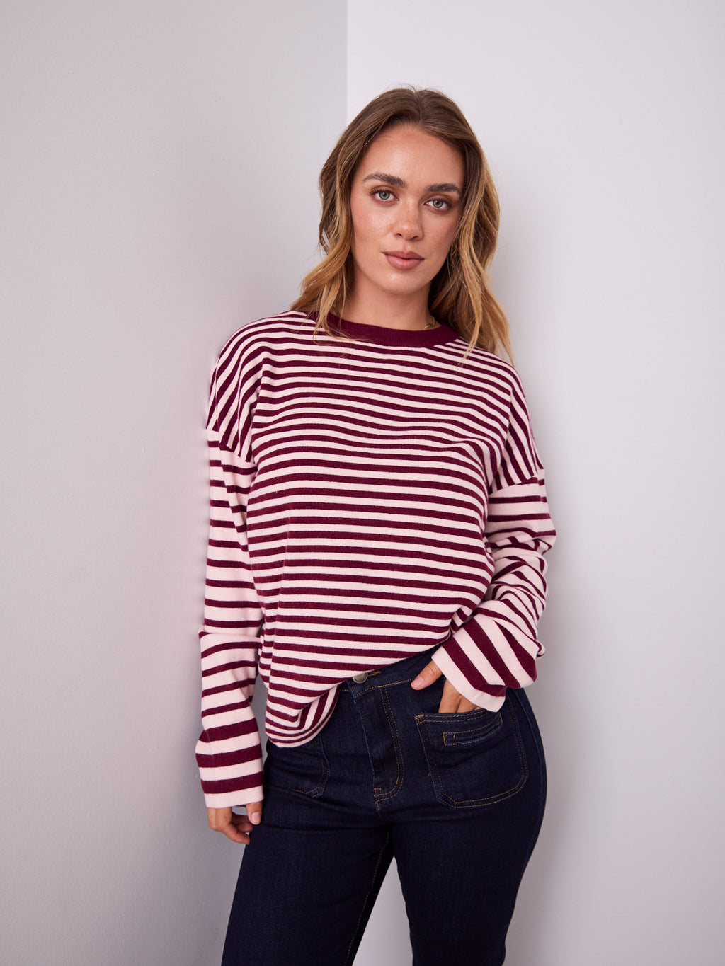 MICHAELS KNIT TOP - PINK/WINE