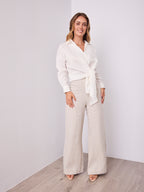 COMO LONG SLEEVE LINEN SHIRT - WHITE