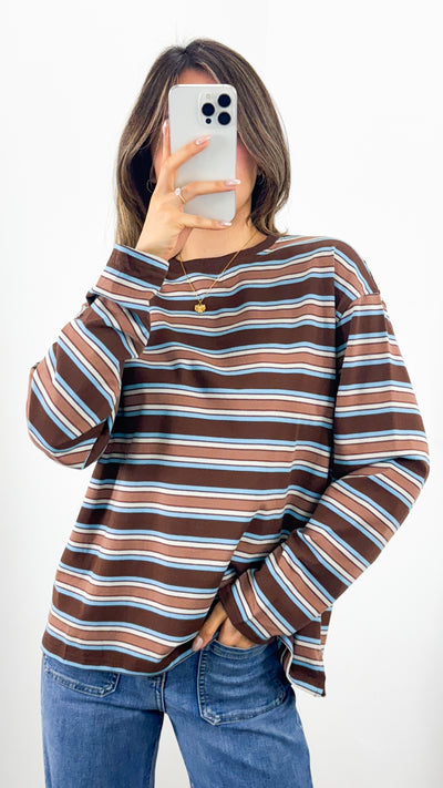 BOWEN STRIPE TOP - TAN
