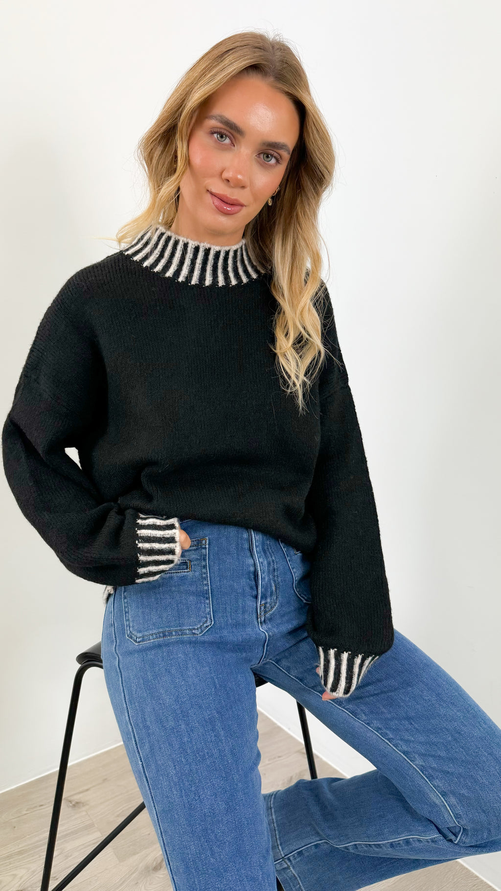 BESSIE STITCH KNIT - BLACK