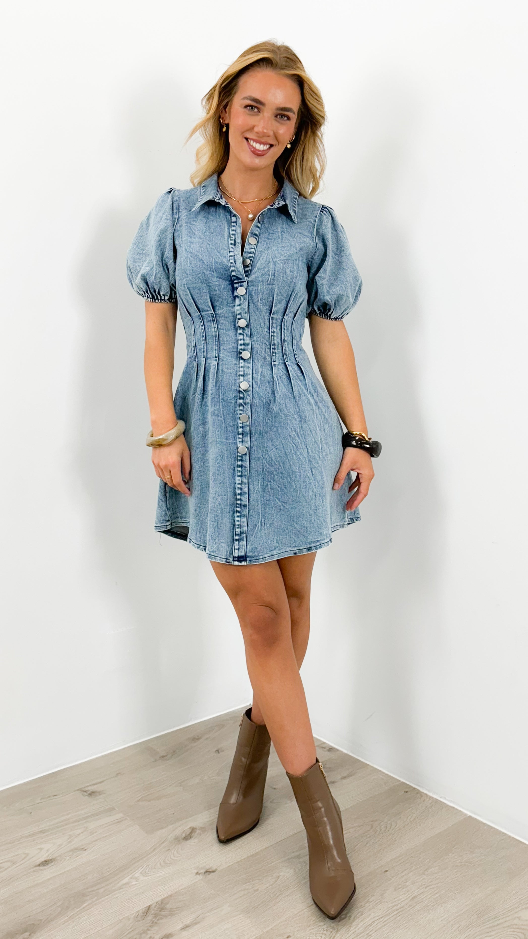KRISTEN DENIM DRESS - BLUE