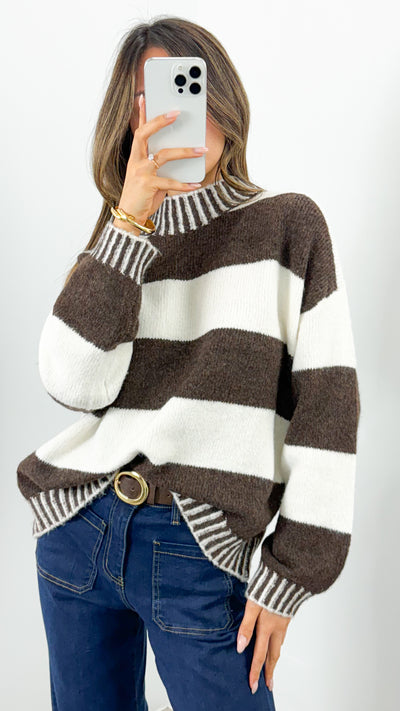 BESSIE BLOCK STRIPE KNIT - CHOCOLATE