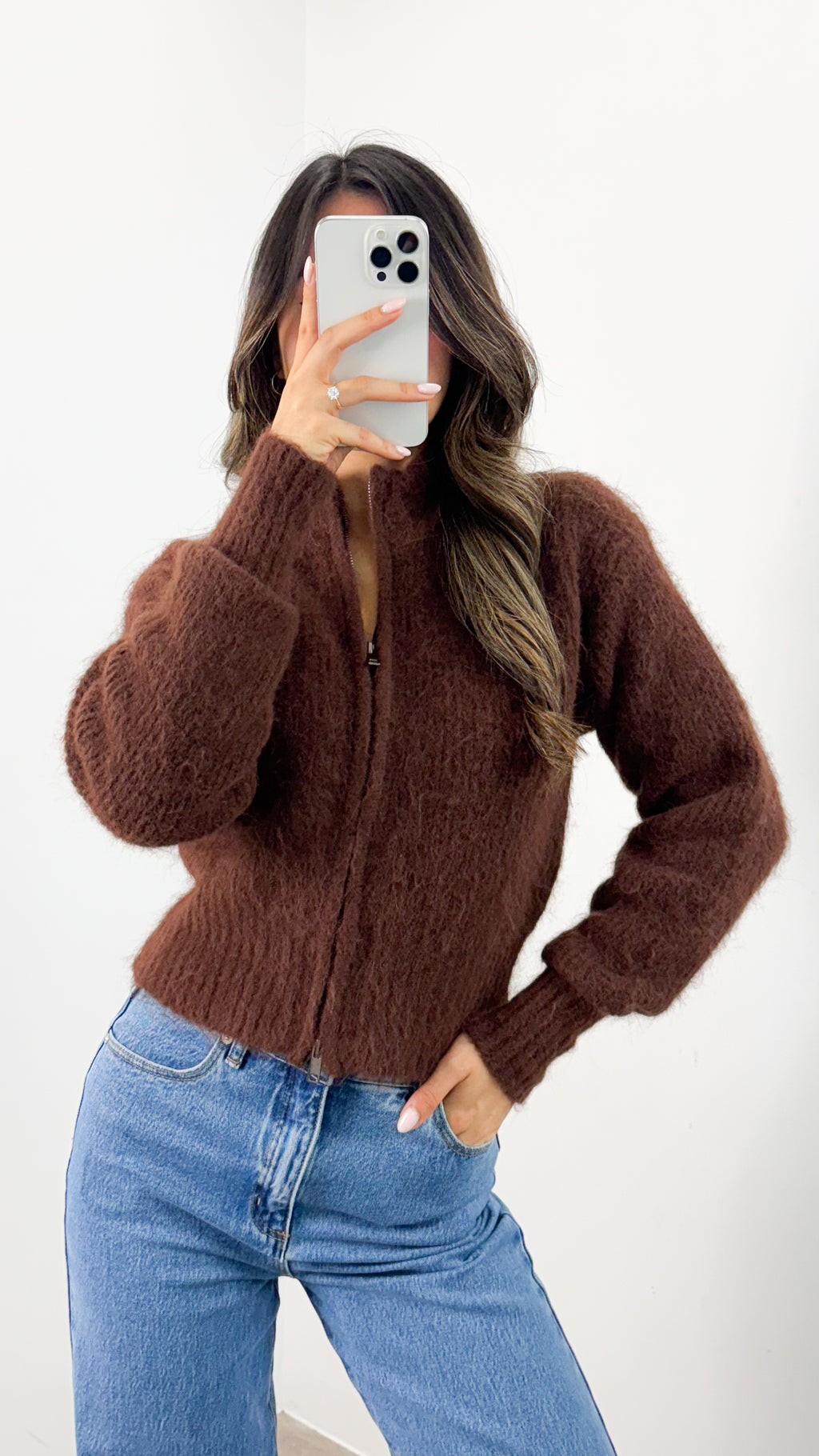 NOAH ZIP KNIT - CHOCOLATE