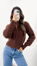 NOAH ZIP KNIT - CHOCOLATE