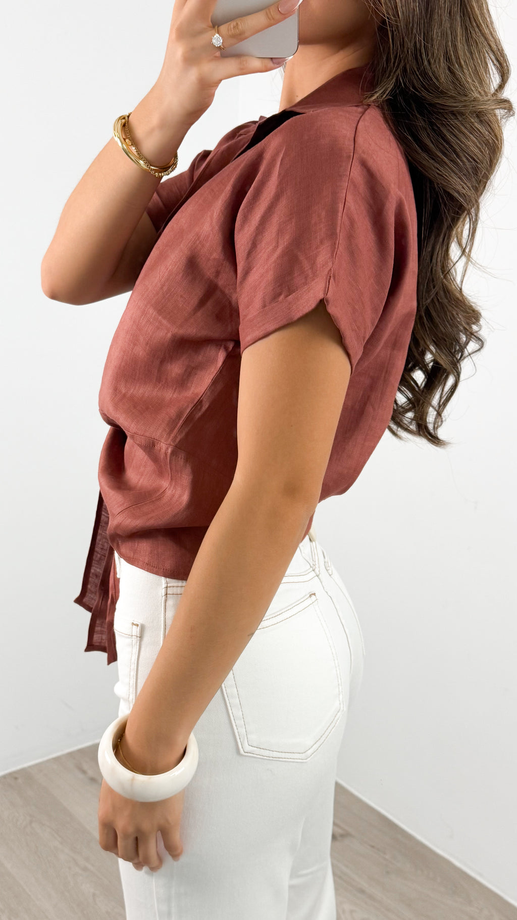 COMO LINEN SHIRT - CLAY
