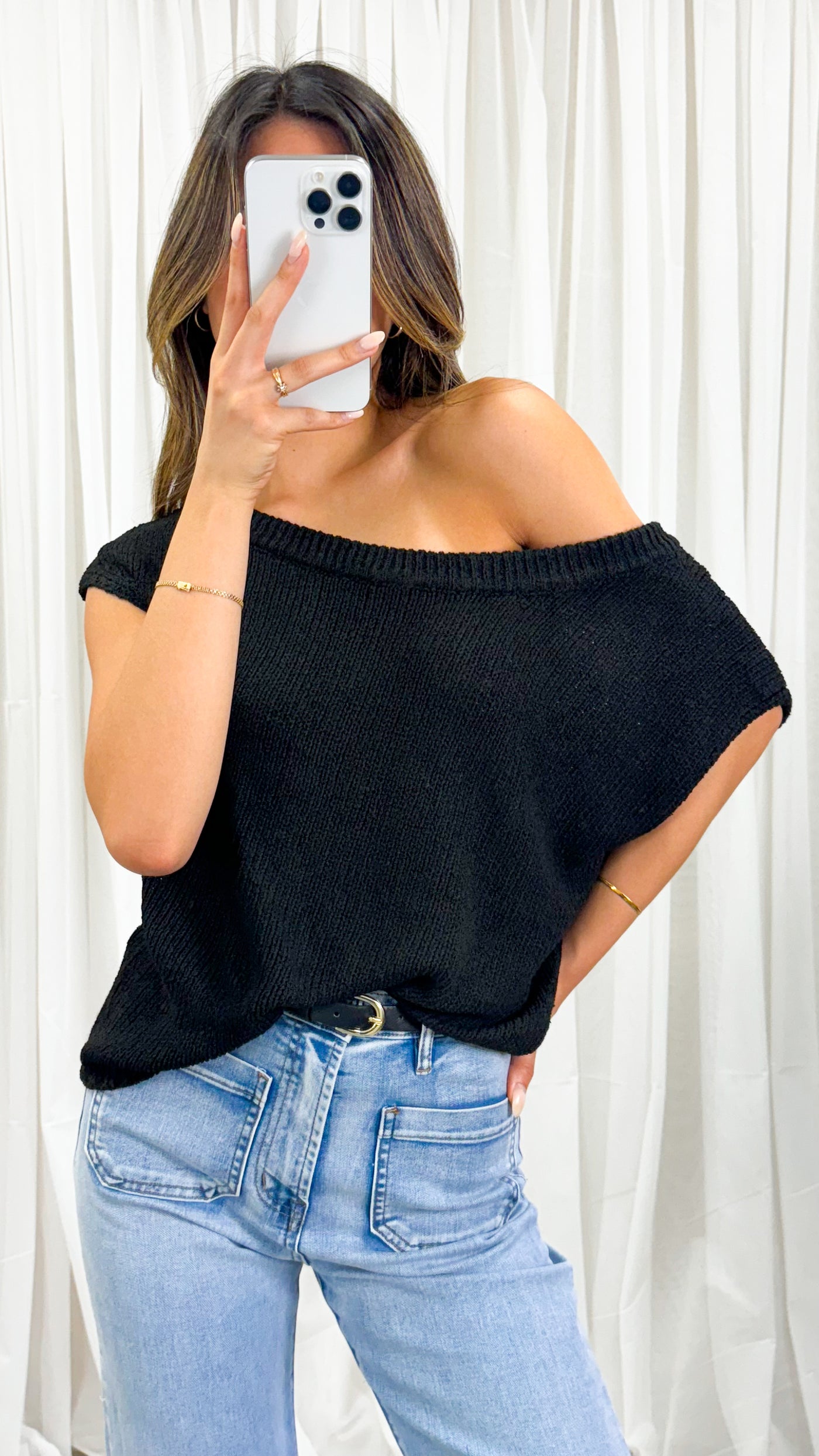 BETHENNY KNIT TOP - BLACK