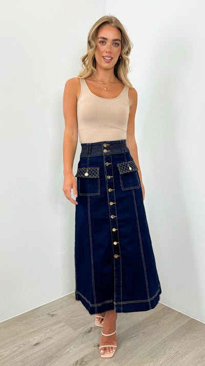 PRESTON DENIM SKIRT - INDIGO