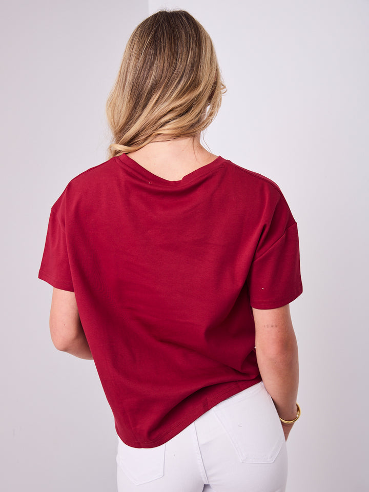 ESTHER EASY TUCK TEE - WINE