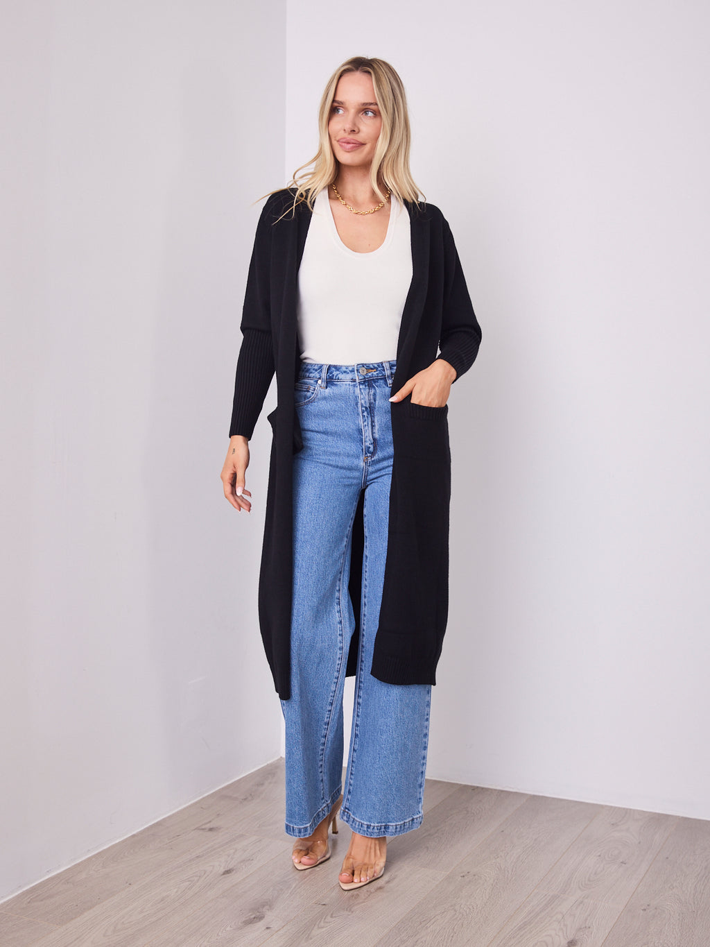 MAXWELL LONG CARDI - BLACK