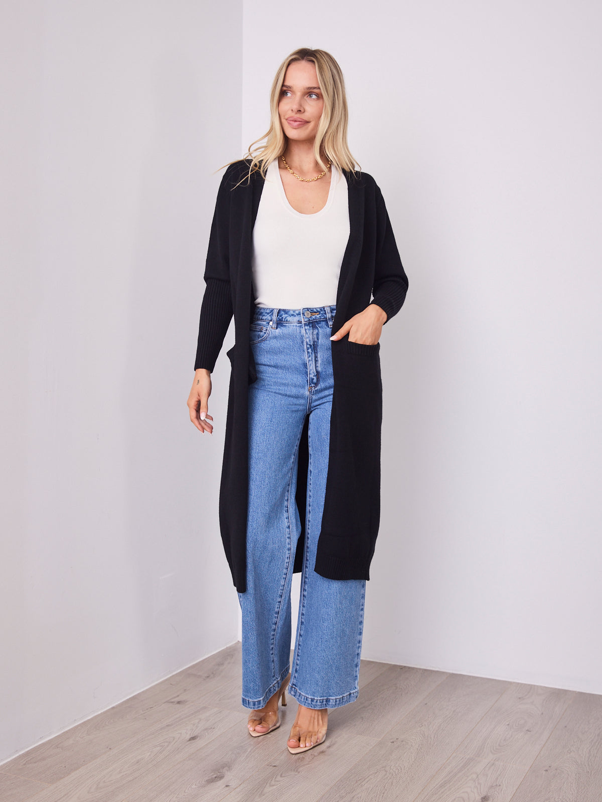 MAXWELL LONG CARDI - BLACK