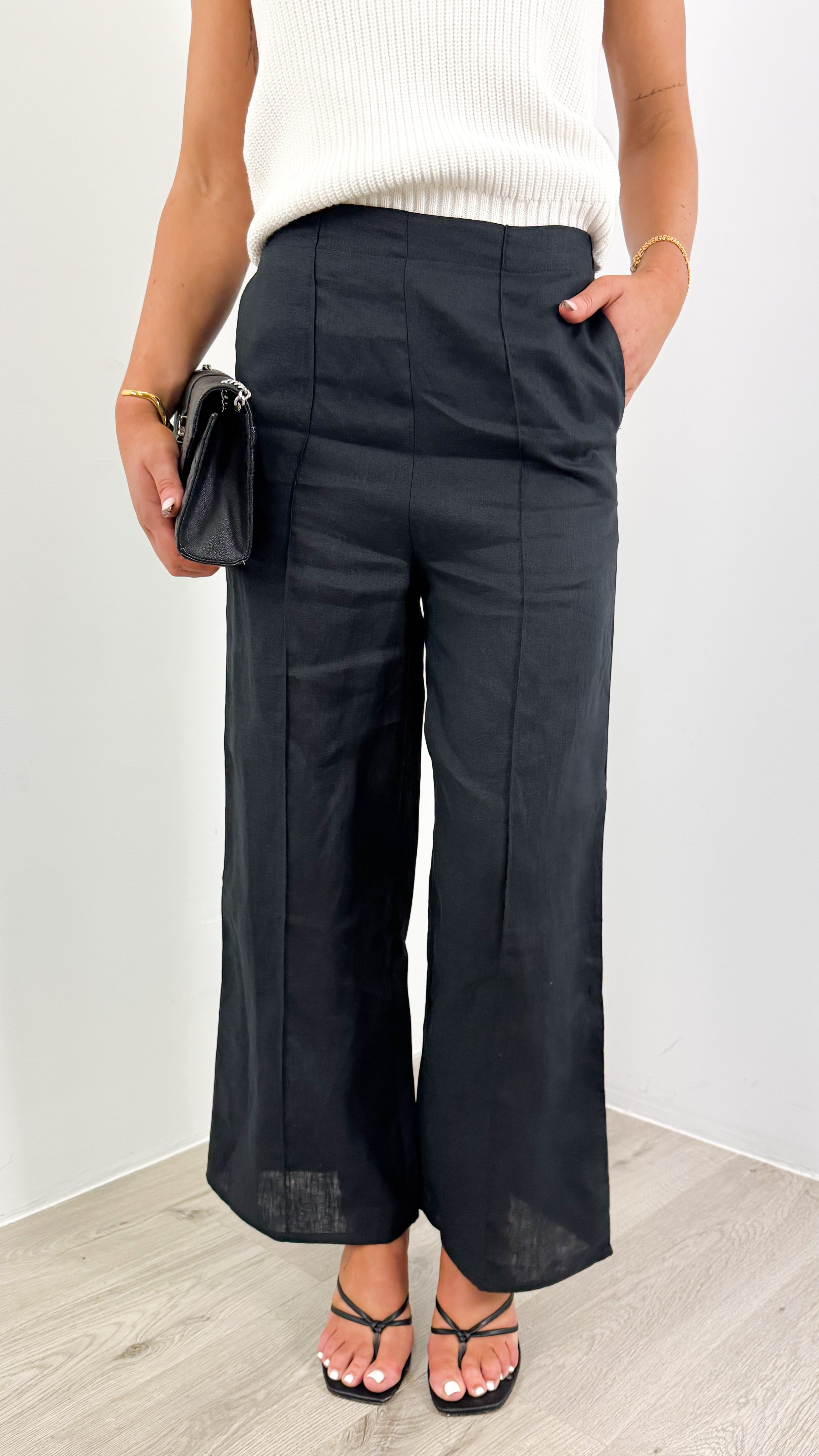 BAKER LINEN PANT - BLACK