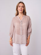 MARTA LINEN SHIRT - BISCUIT