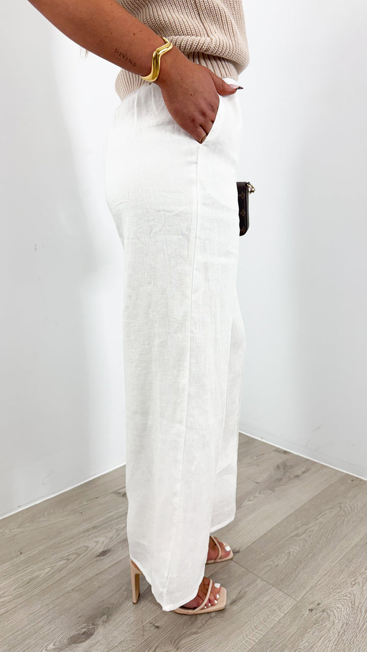BAKER LINEN PANT - WHITE