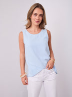 TALIA LINEN TOP - BABY BLUE