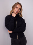 NERO TWO WAY ZIP KNIT - BLACK